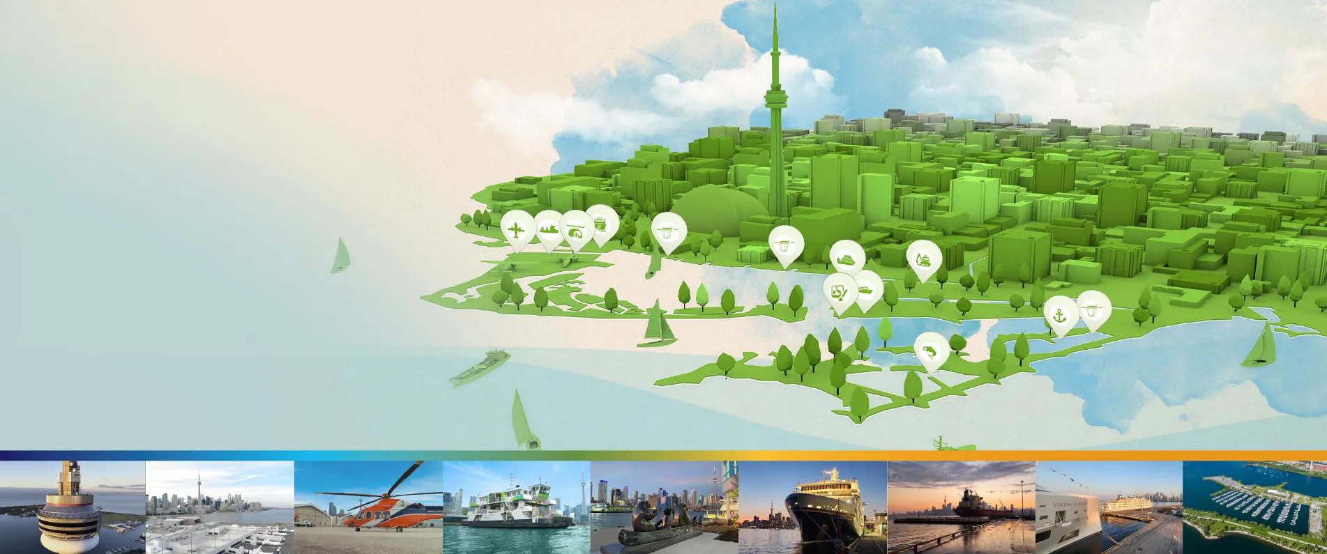 Map of Toronto with port properties on it